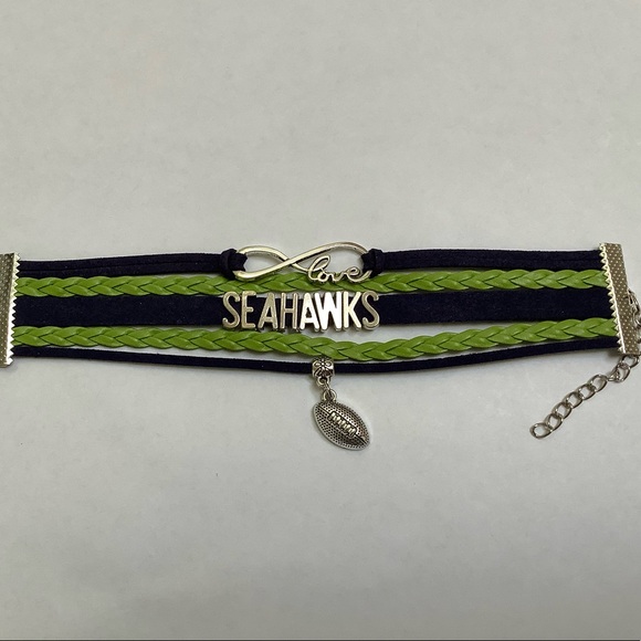 Blue and Green “LOVE SEAHAWKS “ Bracelet - Picture 2 of 8